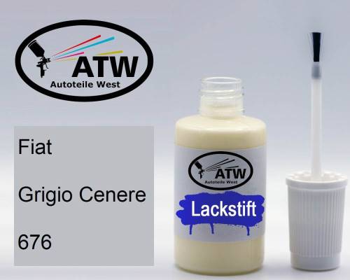 Fiat, Grigio Cenere, 676: 20ml Lackstift, von ATW Autoteile West.